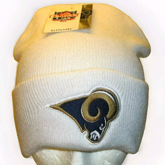 Los Angeles Rams White Color Mens Adult Cuff Beanie Winter Hat Cap New Nfl - Picture 1 of 2